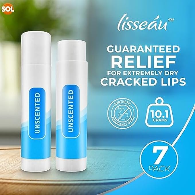 SOL 7PK UNSCENTED LIP BALM MULTIPACK MOISTURISER & HYDRATING LIPBALM REPAIR FOR DRY, CHAPPED LIPS WITH VITAMIN E - LONG-LASTING LIP CARE STICKS FOR HOME, OFFICE, OR ON-THE-GO USE - Image 2